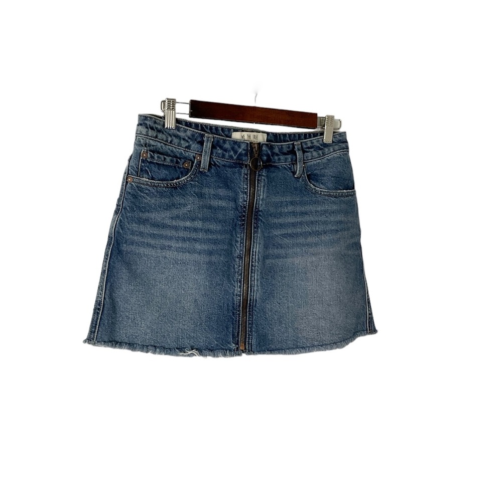 We The Free Zip Front Denim Mini Skirt Size 27 Blue‎